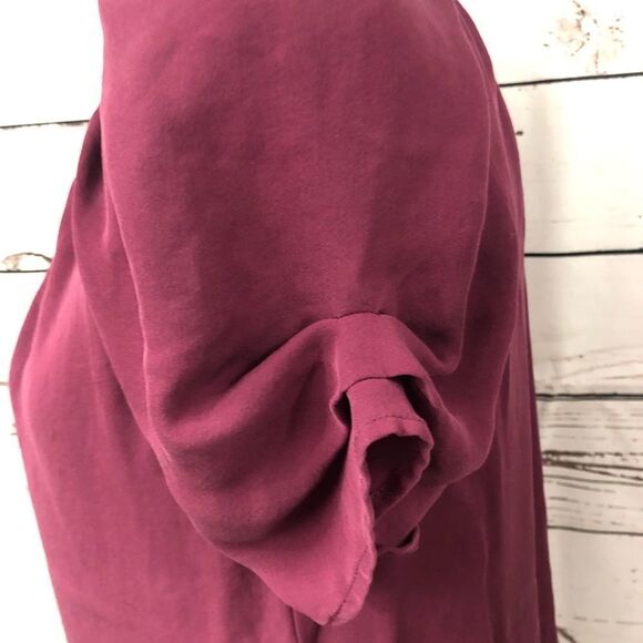 Joie Silk Blouse Button Up Shirt Burgundy XS - Picture 8 of 10